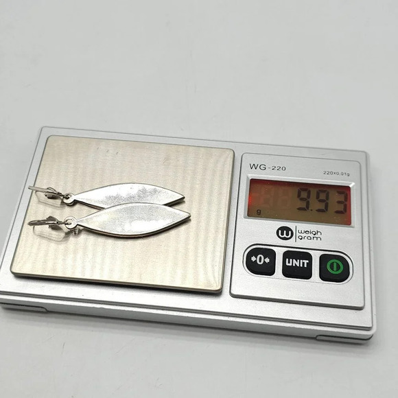 Vintage Artist Signed Mother Of Pearl Sterling Silver Drop Earrings Modernist - Picture 5 of 8